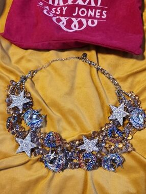 Sassy Jones Silver Multicolor Crystal Star, Unicorn & Heart Necklace